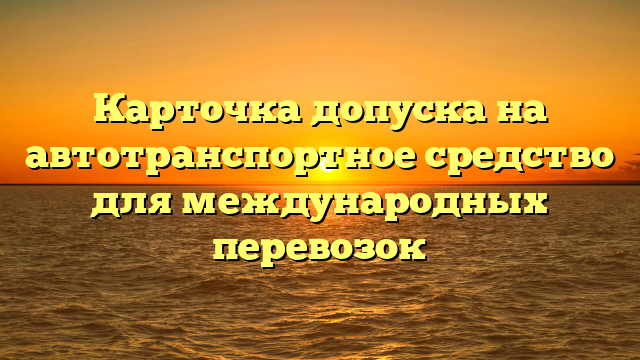 Карточка допуска на автотранспортное средство для международных перевозок